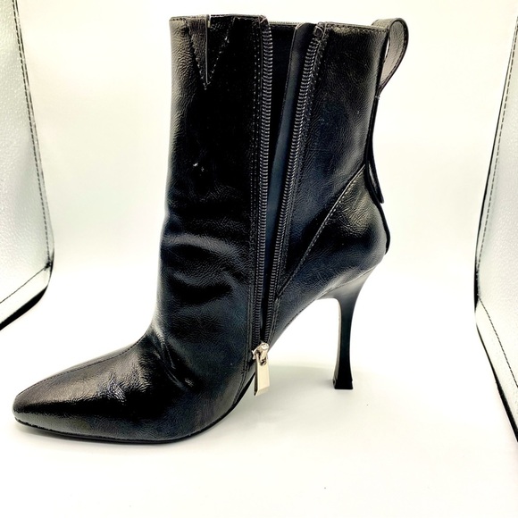 Black Shiny Ankle Boots with High Heels- Size EU39 /US8 - Picture 3 of 14